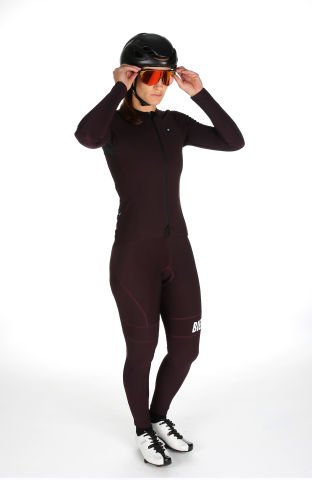 Women Thermal Rain Bib Tights Dark Berry M