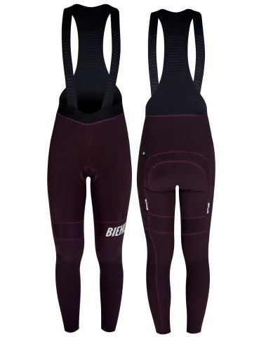 Women Thermal Rain Bib Tights Dark Berry M
