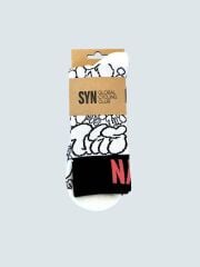 SYN Cotton Design Lab Socks White-Black | Çorap